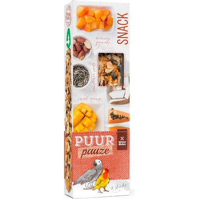Witte Molen Puur pauze sticks - Премиум лакомство за средни папагали, крекери с папая и кокос 140 гр