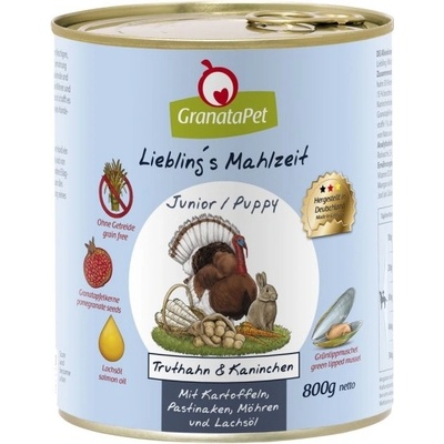 GranataPet Puppy Junior Krůta & králík s bramborami pastinákem mrkví a lososovým olejem 400 g