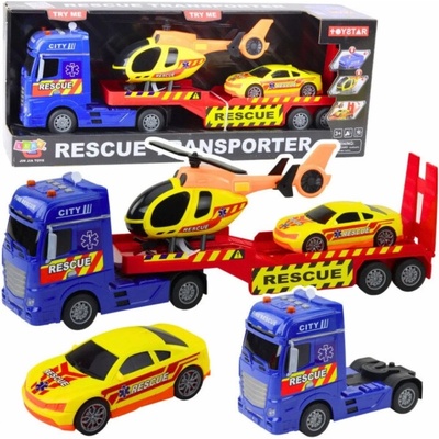 Lean Toys Záchranná sada Nákladní automobil, Vrtulník, Auto
