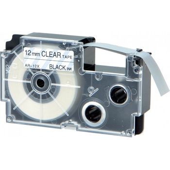 Pro Casio Съвместима лента с Casio XR-12AX 12mm x 8m бял печат / прозрачен субстрат (XR12AX)