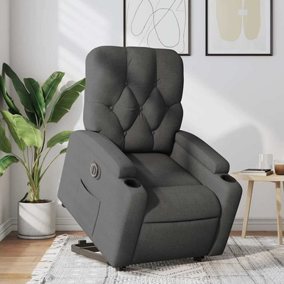 vidaXL elektrické zvedací polohovací textil 3204849 tmavě šedá