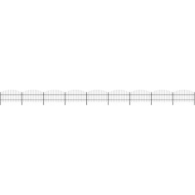 OMAXI Zahradní plot s kopím nahoře ocelový 1506 x 100 cm černý 714493