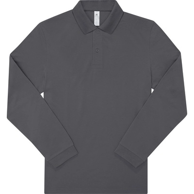 B&C My polo 180 LSL Piqué polo s dlouhým rukávem dark šedá