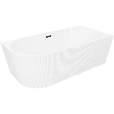 Mexen Silo свободностояща ъглова вана с рифел, дясна 150 x 75 см, бяла, черен (52891507500P-70)