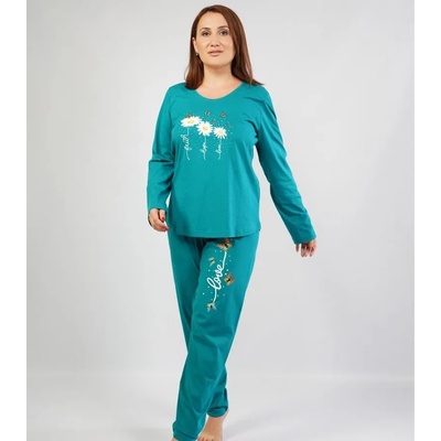 Макси пижама в зелено с цветя и пеперуди