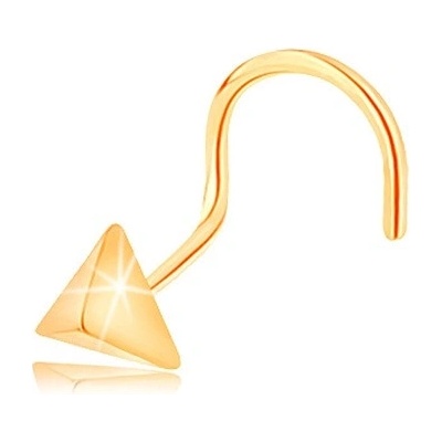 Šperky Eshop - Piercing do nosu ve žlutém 14K zlatě - malý lesklý jehlan, zahnutý S2GG143.01