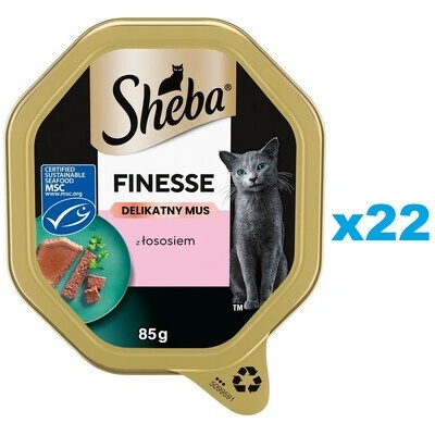 SHEBA Finesse miska kompletné krmivo pre dospelé mačky s lososom v pene 22x85 g
