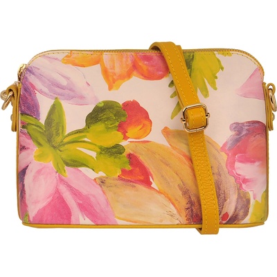 Malá kožená crossbody kabelka 52321 žlutá