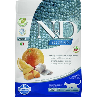 N&D OCEAN CAT GF Adult Herring, Pumpkin & Orange 300 g