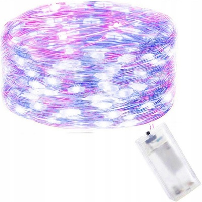 SPRINGOS LED reťaz Nano Duo 2 m 20 LED 2x AA ružová modrá