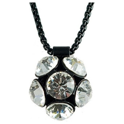 Klimm Swarovski květinka 6x kámen kulatý bílý 1641 černý