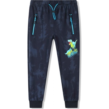 Kugo Chlapčenské tepláky MT9826 tmavo modrá tyrkysová aplikácia Modrá tmavo