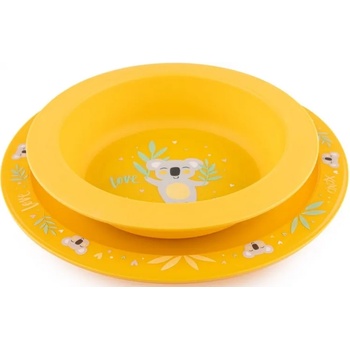 Canpol babies Комплект за хранене Canpol - Exotic Animals, 2 части, жълт (56/523_yel)
