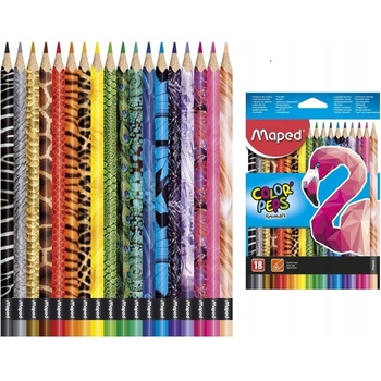 Maped Color´Peps Animals trojhranné farbičky 18 ks v kartónovom obale