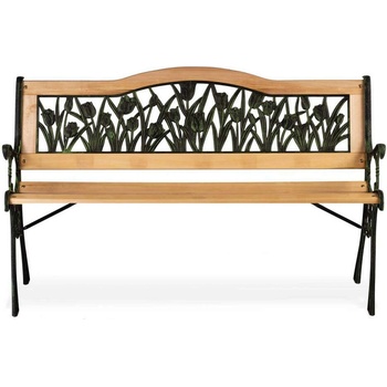 Sofotel Диван Gardi Градинска пейка Tulip с облегалка 123, 5x74x48cm - Зелен, Естествен (4201)