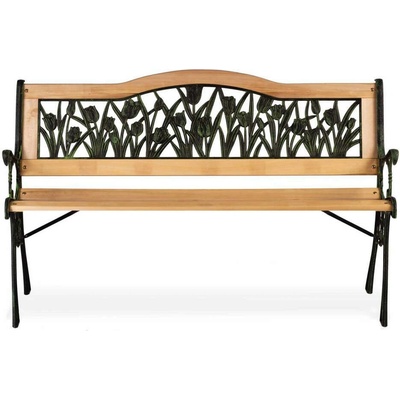 Sofotel Диван Gardi Градинска пейка Tulip с облегалка 123, 5x74x48cm - Зелен, Естествен (4201)