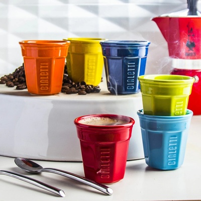 BIALETTI Bicchierini viacfarebné porcelánové šálky na espresso 6 x 80 ml