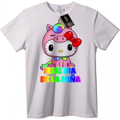 NOONEBRAND Тениска Еднорог Котка Щастлив Ден на Момичетата - 7XL, White