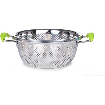 CHEF | XL nerezový cedník se silikonovými ochrannými úchyty | 24 cm