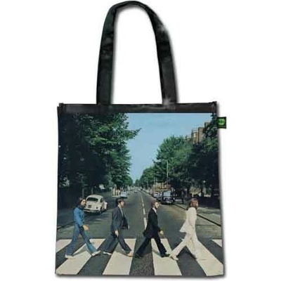RukaHore Taška The Beatles Eco Shopper: Abbey Road Shiny Version Black Back Print Čierna