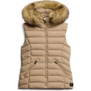 SUPERDRY Потник Superdry Fuji Faux Fur vest - Beige (Winter Taupe)