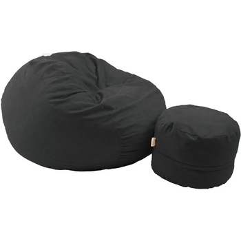 Image 1 of Pufrelax Комплект, Барбарон с табуретка за крака, 500л. Matusalem - Eerie black, Перящ се калъф, Подходящ за деца, Пълнеж с микс от мемори пяна и дунапрен, Гама Plush Honey