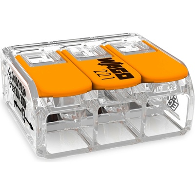 WAGO Svorka krabicová 221-613 páčková spojovací pro všechny druhy vodičů 3 x 6 mm² oranžová/transparentní 221-613 – Zboží Mobilmania
