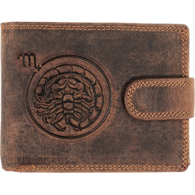 Wild Luxusná pánska peňaženka s prackou s obrázkom znamení zverorkuhu Baran hnědá