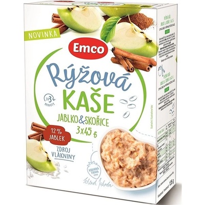 Emco Ryžová kaša s jablkami a škoricou 3 x 45 g