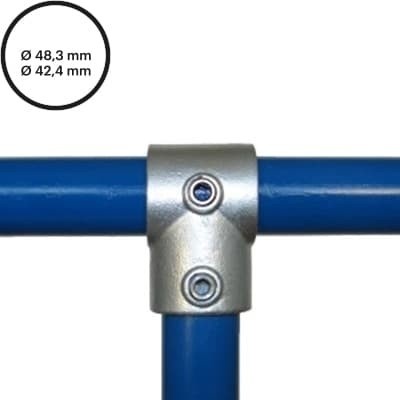 Konstrukční fitinka, spojka ocelových trubek pr. 48,3 mm | pr. 42,4 mm – redukční odbočka 101-D48/C42