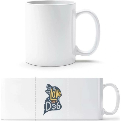 Design Lena Bílý Hrnek Vše co potřebujete je láska a pes Bílá Standard Dárky BestSub 330 ml