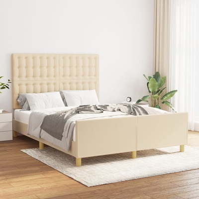 zahrada-XL 3125378 Rám postele bez matrace krémový textil