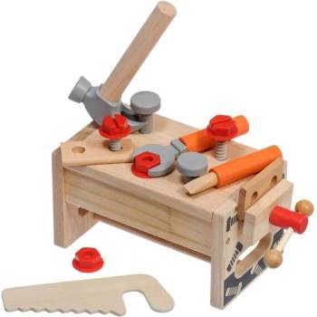 LUCY&LEO Люси & Лео 182 Голям дърводелец - дървен комплект инструменти и работна маса