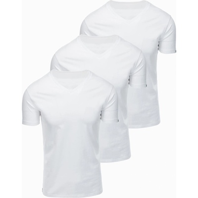 Ombre Clothing Мъжка памучна тениска BASIC с V-образно деколте - 3x бяла V11 OM-TSBS-0281 (3x БЯЛА) Ombre Clothing Ombre Clothing | Byal | МЪЖЕ | S