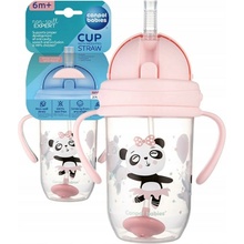 Canpol Babies nevylievací hrnček so slamkou a závažím Exotic Panda ružový 270 ml
