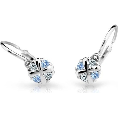Danfil dětské náušnice C2153 z bílého zlata s kamínky Arctic Blue zapínání brizura