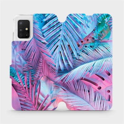 Pouzdro Mobiwear parádní flip Samsung Galaxy A51 - MG10S Fialové a modré listy