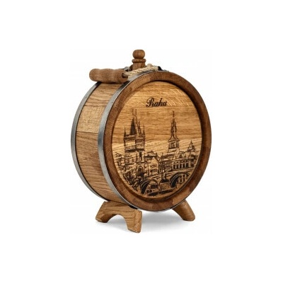 Dřevěná placatka na alkohol 3 L se vzorem