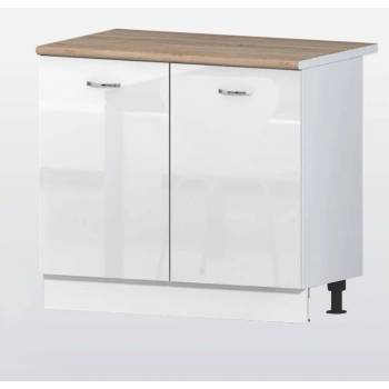 Голд - Аполо Долен кухненски шкаф с 2 врати и рафт Алис b24 100 см бял гланц