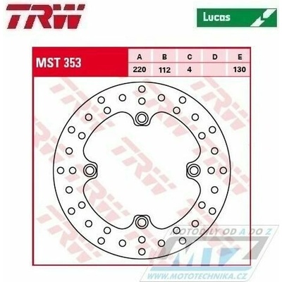 Kotouč brzdový TRW MST353 (220/112/4D) - Husqvarna CR125+CR250 + TC250+TC410+TC450+TC510+TC570+TC610 + TE250+TE450+TE510+TE410+TE610 + WR125+WR250+WR300 + WRE125+SM125 + SMR400+SMR450+SMR570+SM610 K-R – Hledejceny.cz