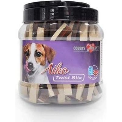 COBBYS PET AIKO Twist Stix 12 cm Mlieko+Jahňa 1 ks