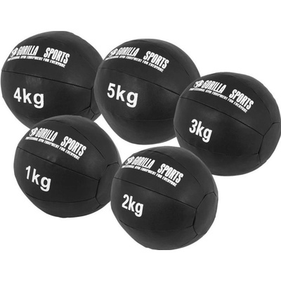 Gorilla Sports Sada kožených medicinbalov 15 kg
