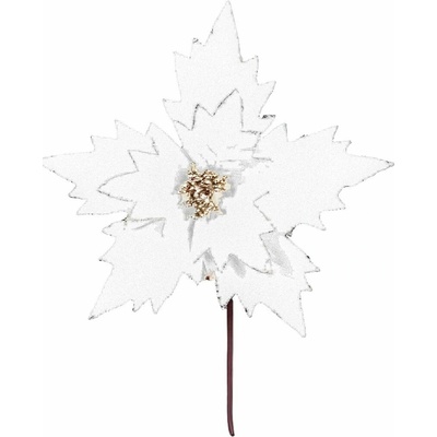 DOMMIO Poinsetie květ - zápich textilní, průměr 25 cm, 6 ks, třpytivá stříbrná