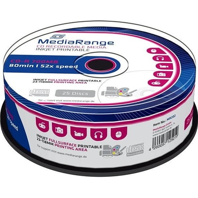 MediaRange CD-R 700MB 52x, Printable, spindle, 100ks (MR202)