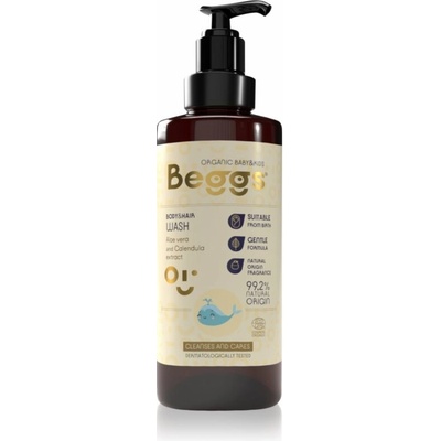 Beggs Organic Baby & Kids Body & Hair Wash sprchový gél na telo a vlasy pre deti od narodenia 200 ml