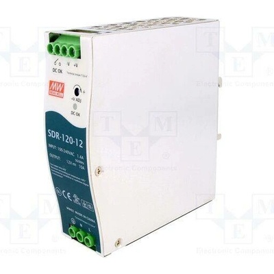 MEAN WELL SDR-120-12 Napájecí zdroj: spínaný; na lištu DIN; 120W; 12VDC; 10A; 88÷264VAC
