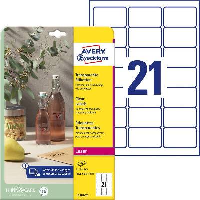 Avery-Zweckform L7782-25 poylesterová fólie transparentní 63,5 x 38,1 mm 525 ks