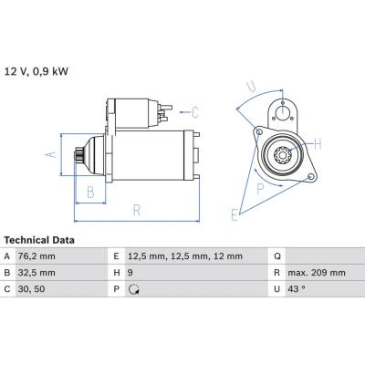 Startér BOSCH 0 986 019 890 (0986019890)