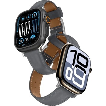 Amazingthing Кожена каишка AmazingThing Class за Apple Watch 45 / 46 / 49 mm - сив (TGL49BK)