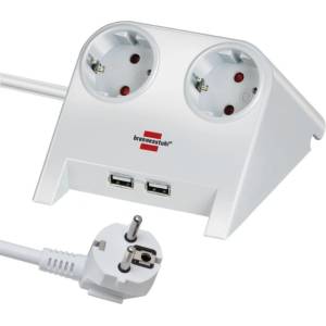 brennenstuhl Разклонител 2x 2P+E Шуко и 2x USB A зареждане 2100mA с кабел 1.8m Бял - Brennenstuhl Desktop Power BS1153520222 (BS1153520222)